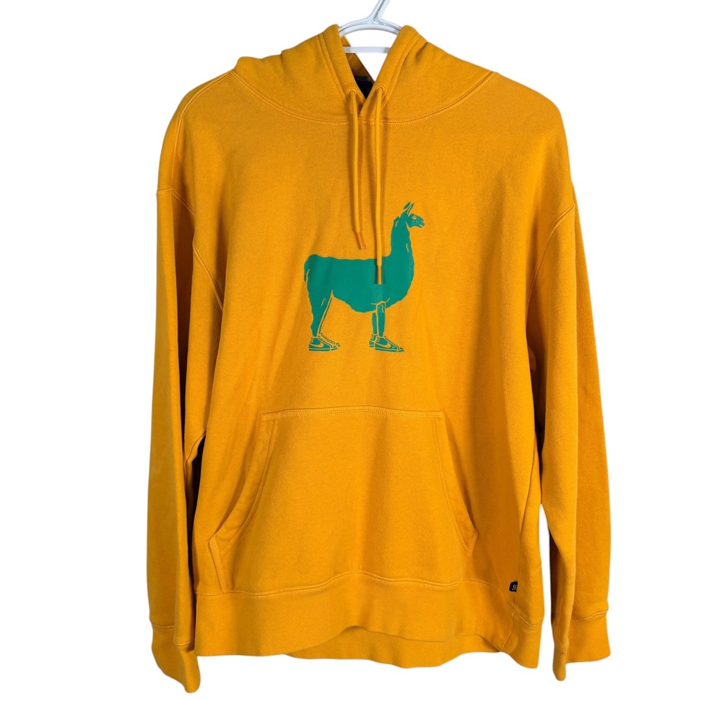 Nike SB Hoodie Mens M Yellow Llama Graphic Pullover Fleece